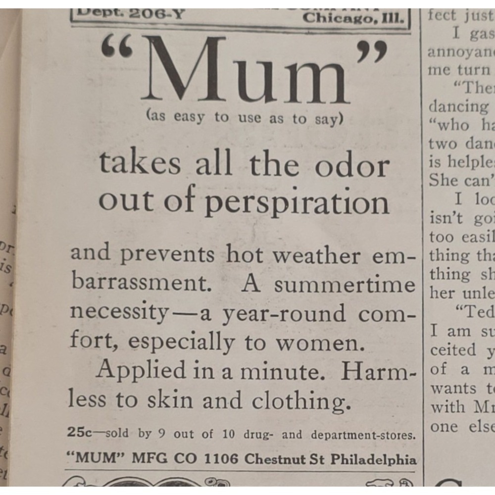 1916 Mum Deodorant Advertisement Print Old School Antiperspirant Ad